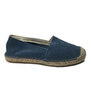 Fabiolas Blue Suede Jute Capped Toe Espadrilles Slip-On Loafers Size 37